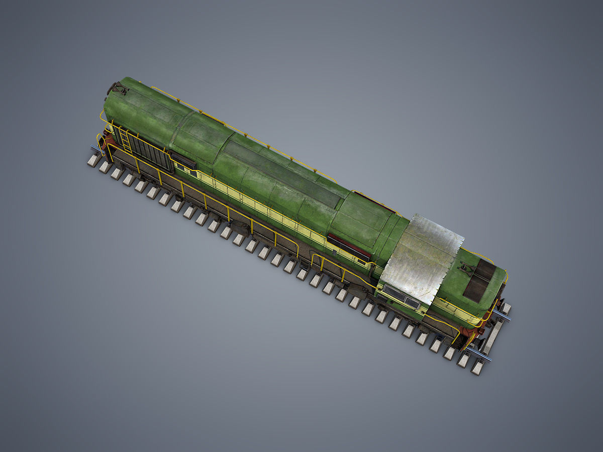 Locomotive train Low-poly 3D model_5