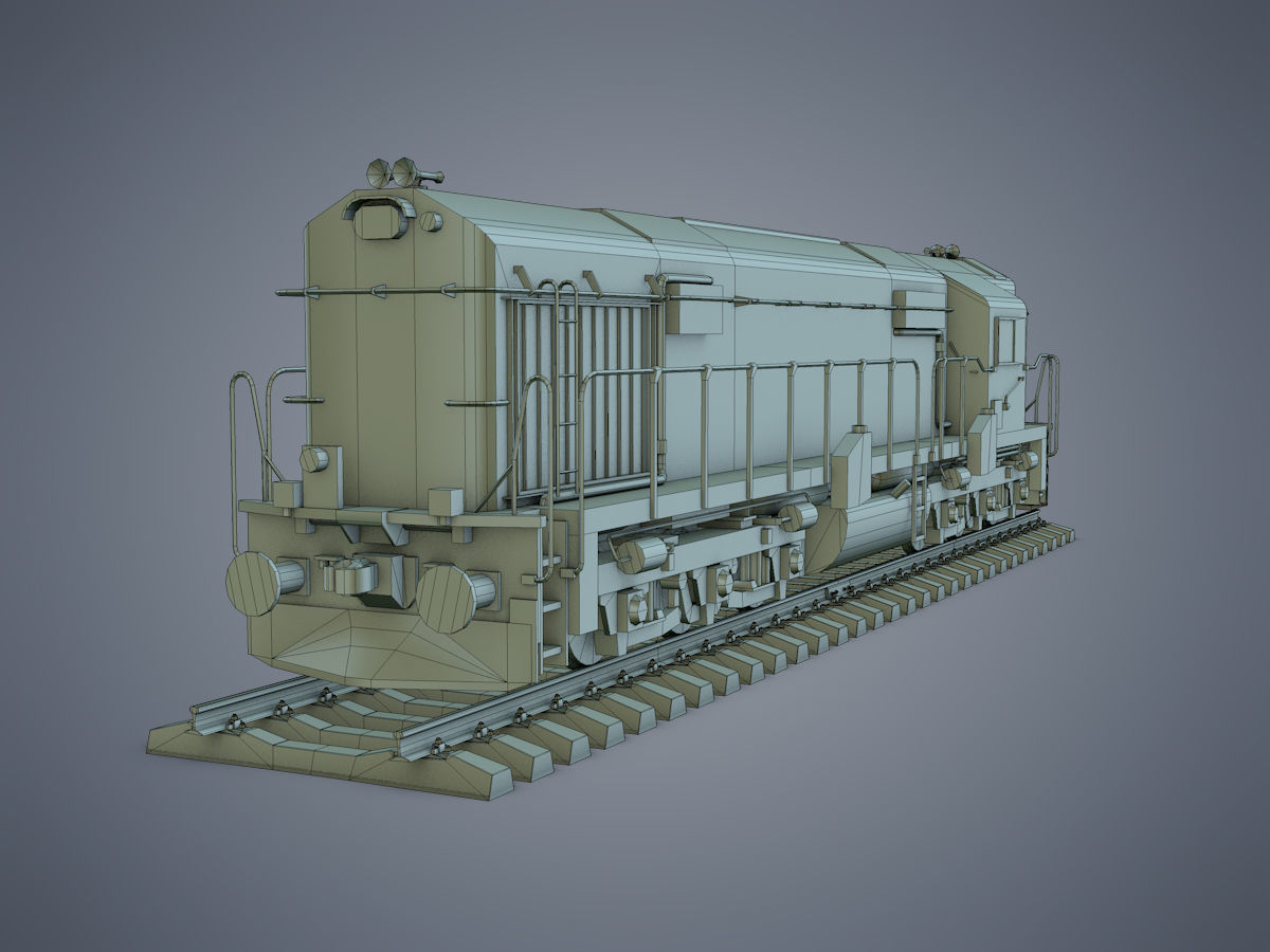 Locomotive train Low-poly 3D model_16