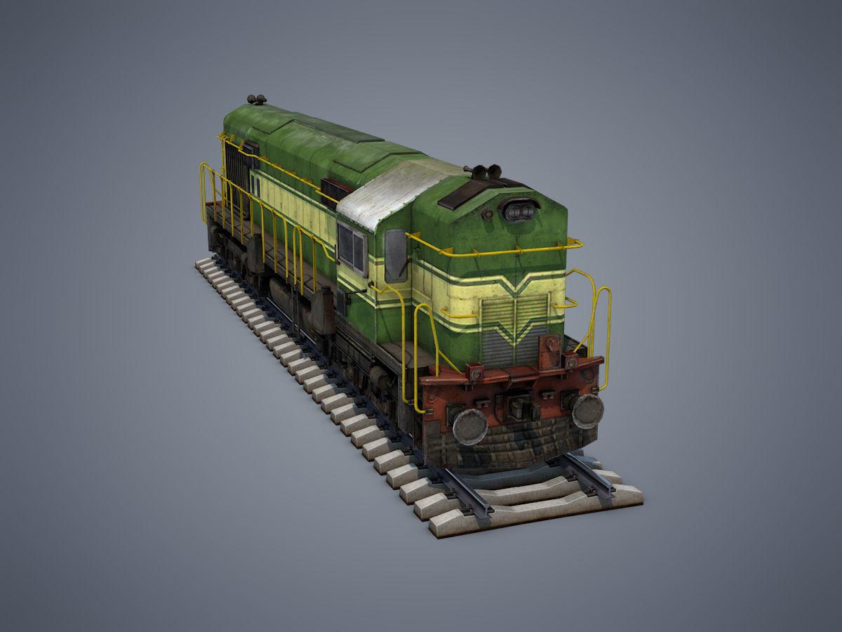 Locomotive train Low-poly 3D model_9