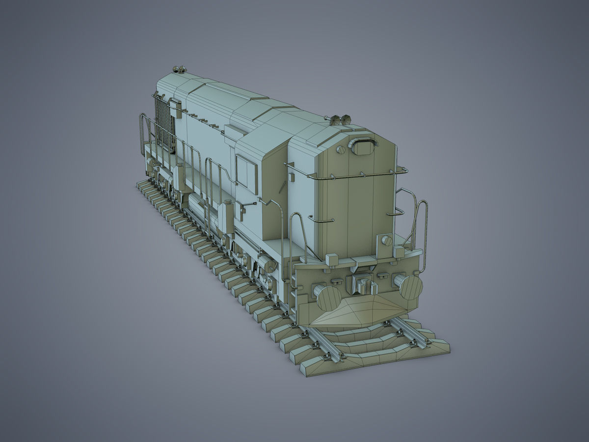Locomotive train Low-poly 3D model_19