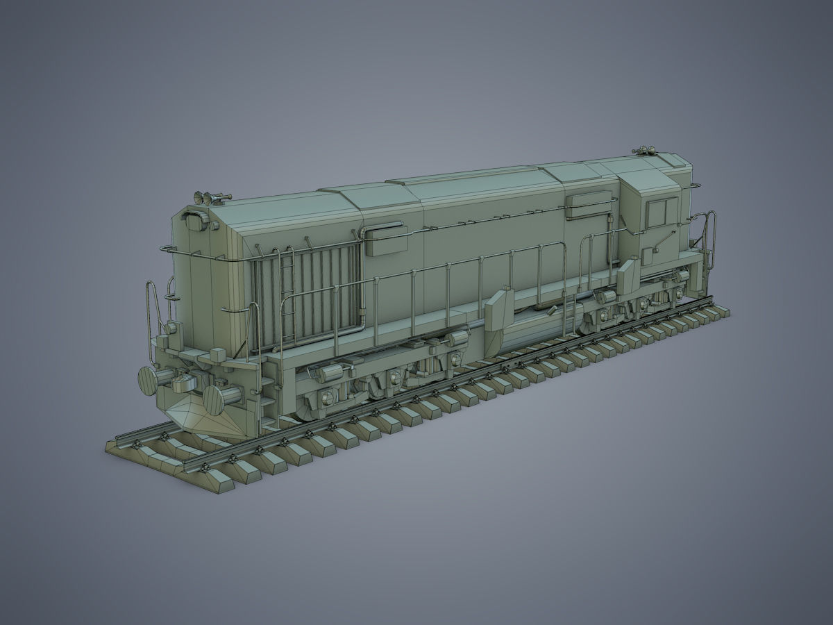 Locomotive train Low-poly 3D model_10