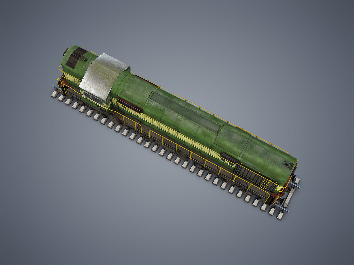 Locomotive train Low-poly 3D model_4