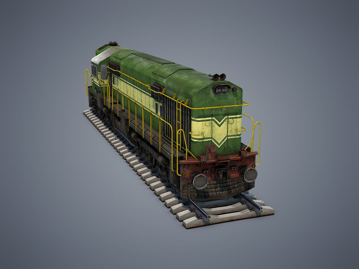 Locomotive train Low-poly 3D model_8