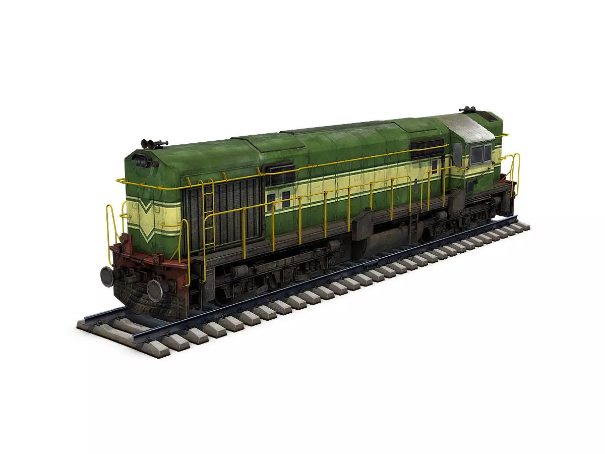 Locomotive train Low-poly 3D model_0