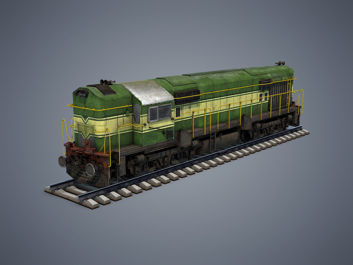 Locomotive train Low-poly 3D model_1