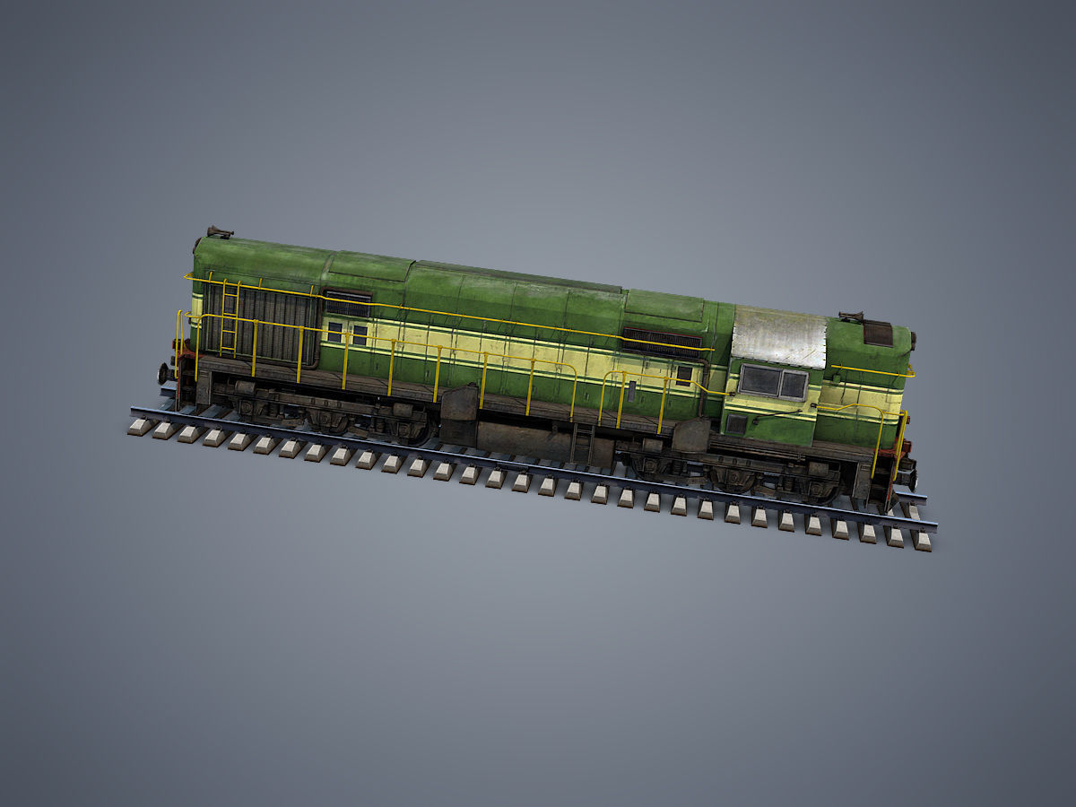 Locomotive train Low-poly 3D model_3