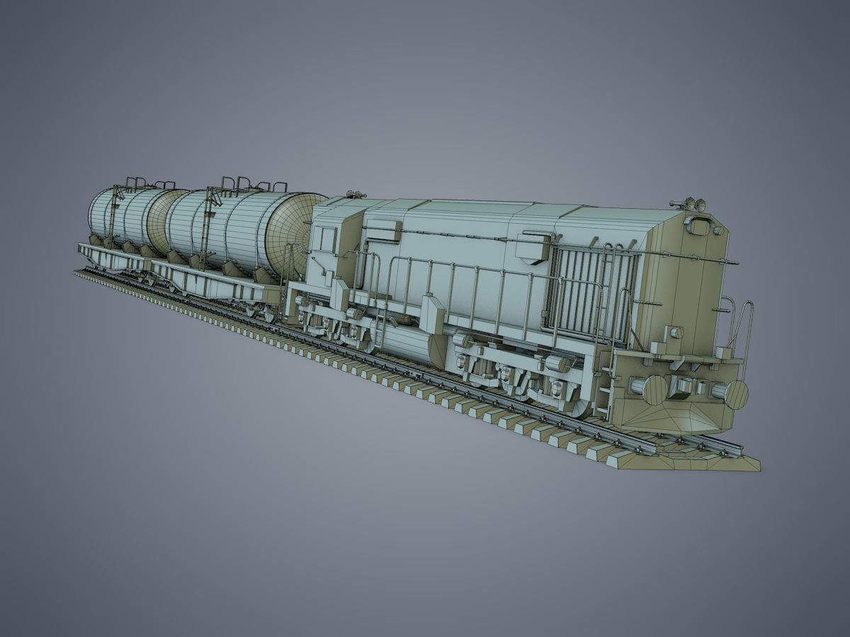 Cargo Train Low-poly 3D model_14