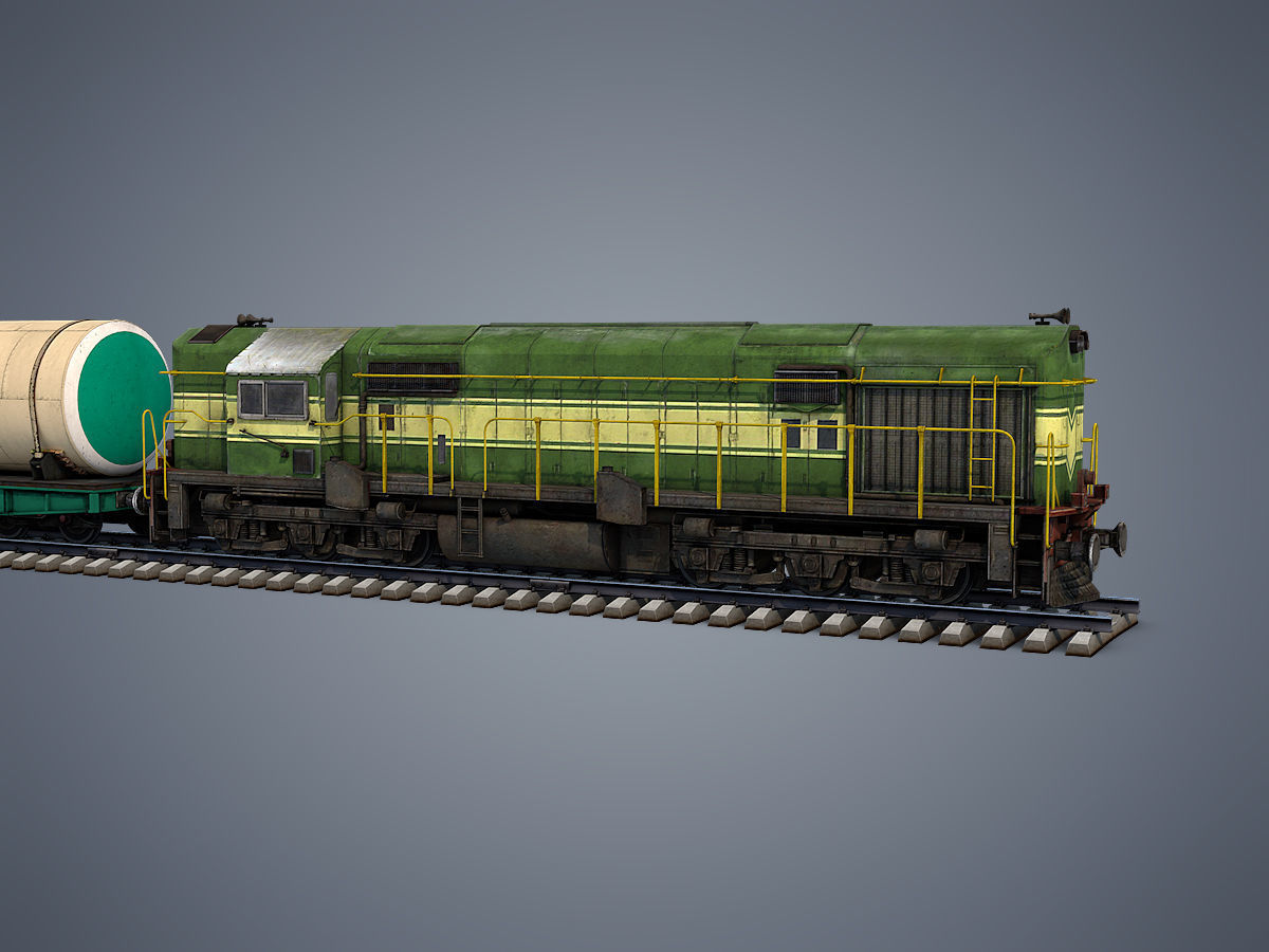 Cargo Train Low-poly 3D model_6