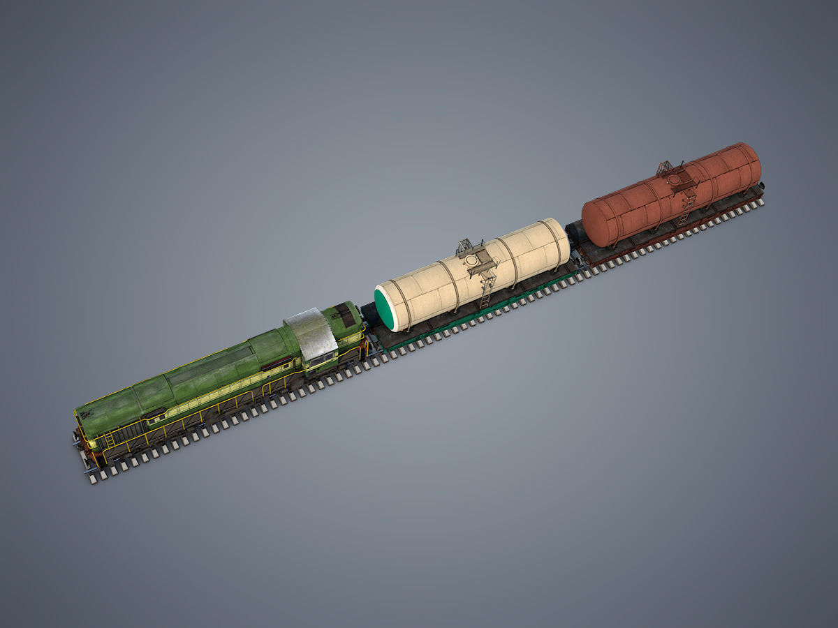 Cargo Train Low-poly 3D model_4