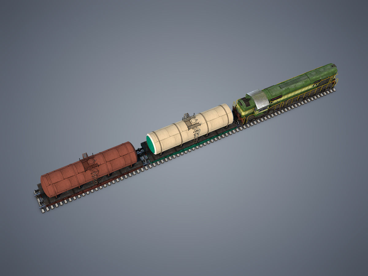 Cargo Train Low-poly 3D model_5