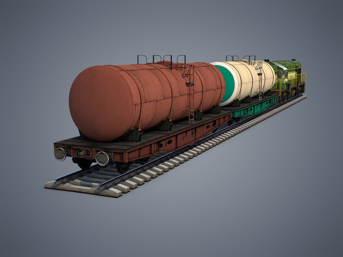 Cargo Train Low-poly 3D model_11
