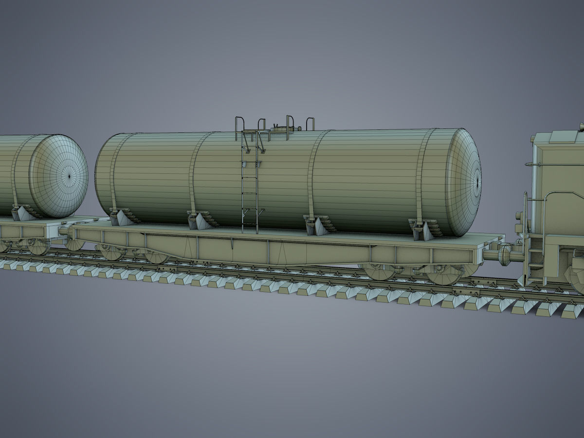 Cargo Train Low-poly 3D model_19