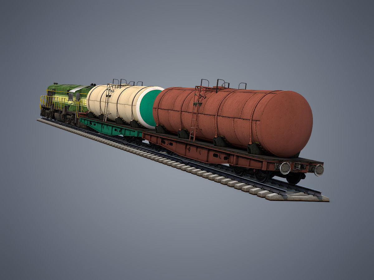 Cargo Train Low-poly 3D model_3