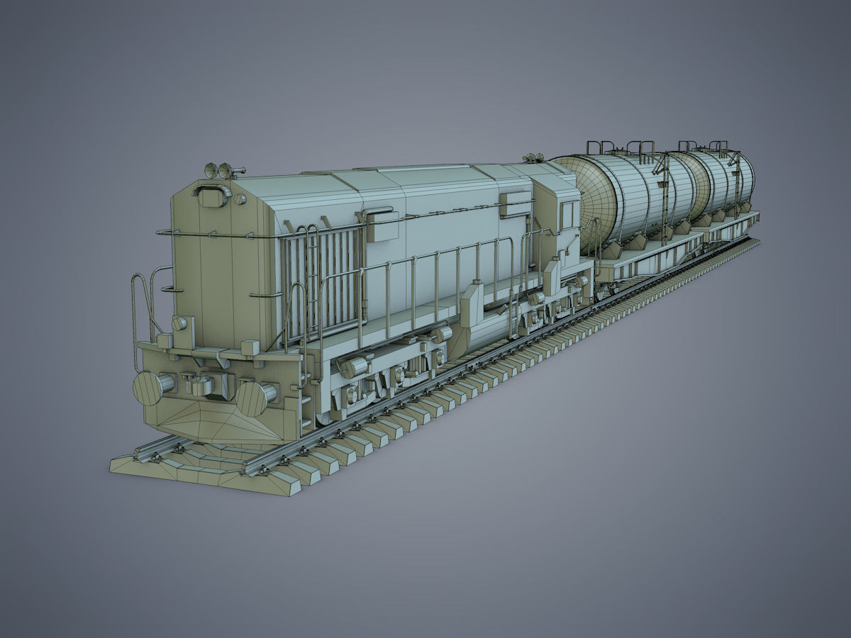 Cargo Train Low-poly 3D model_22