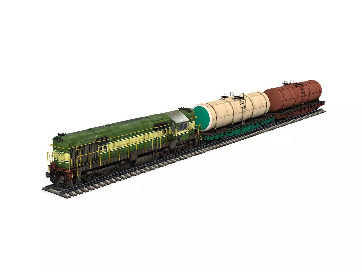 Cargo Train Low-poly 3D model_0