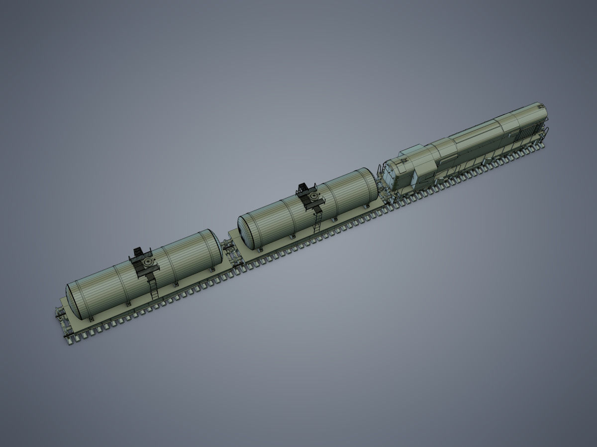 Cargo Train Low-poly 3D model_17