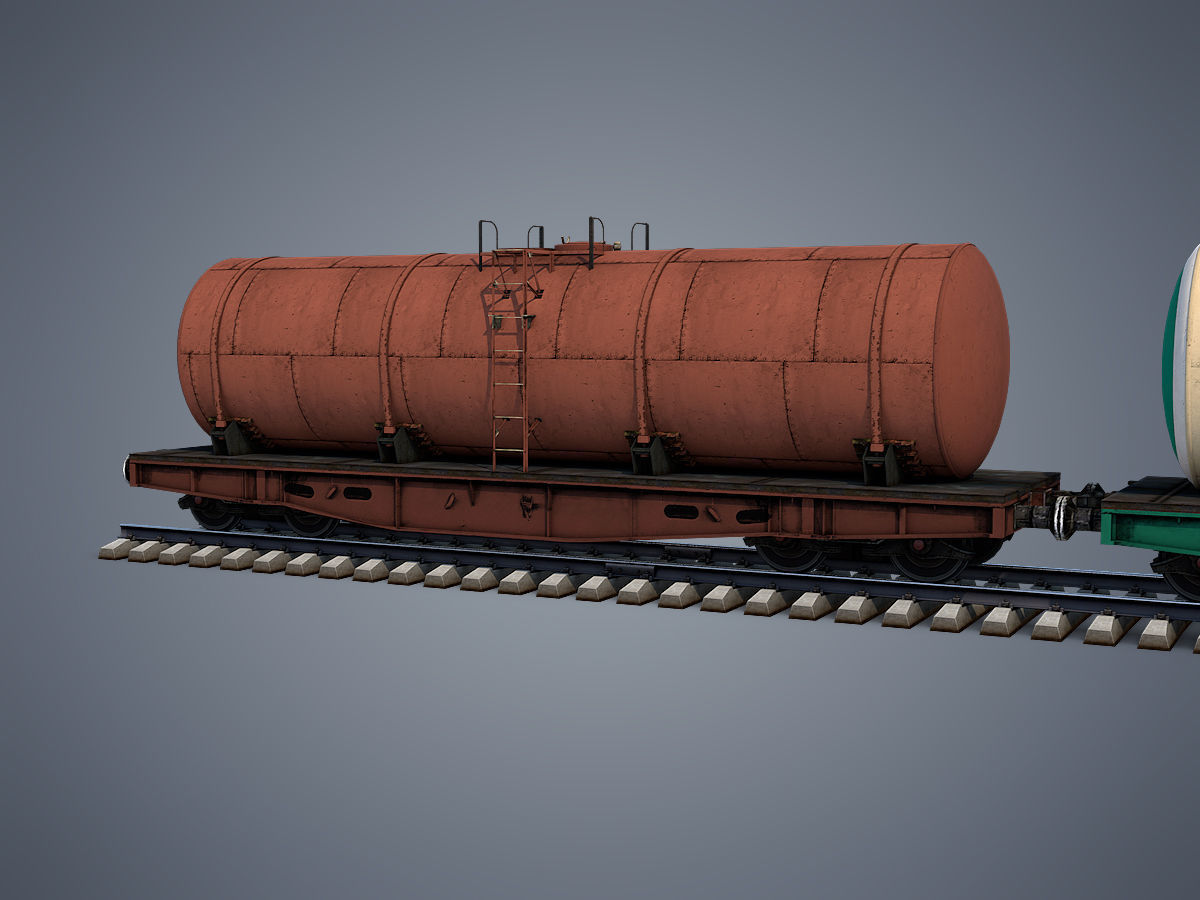 Cargo Train Low-poly 3D model_8