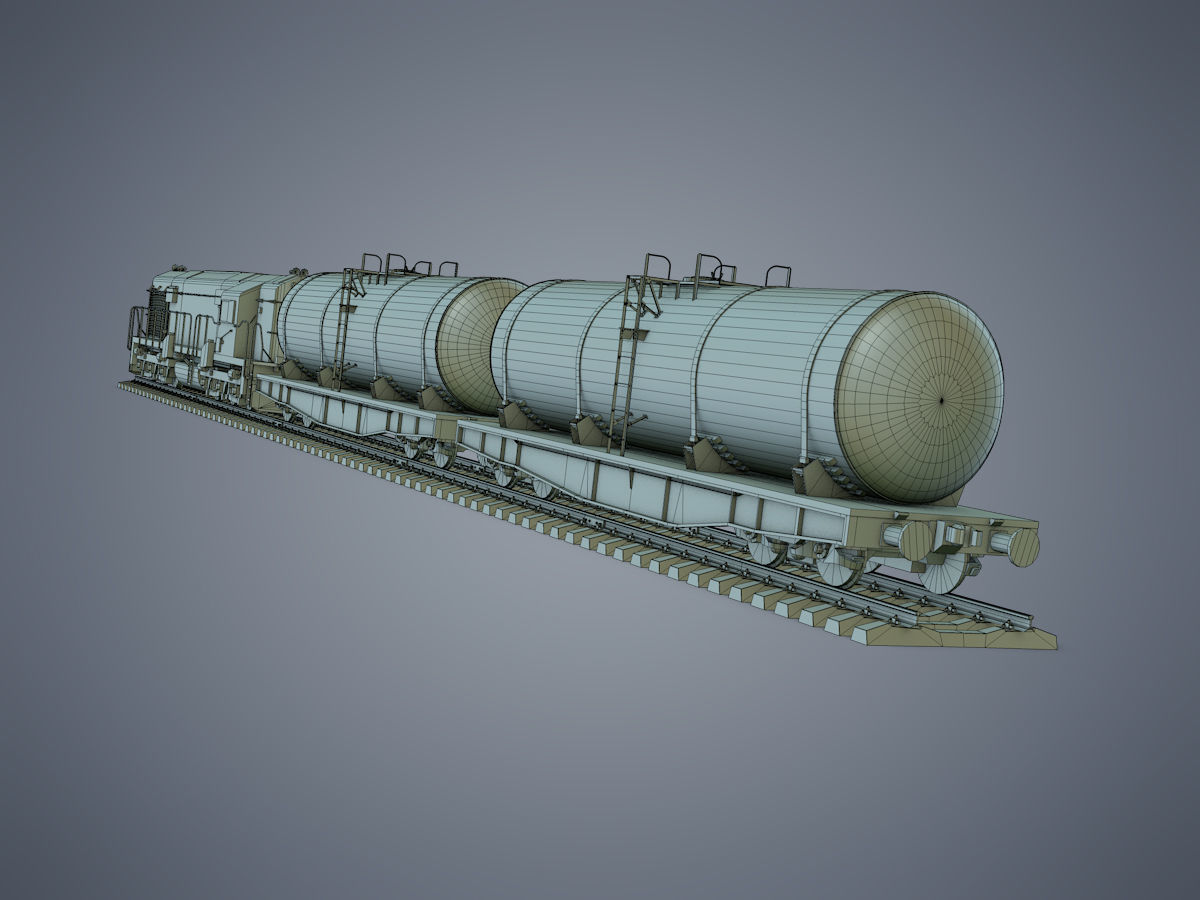Cargo Train Low-poly 3D model_15