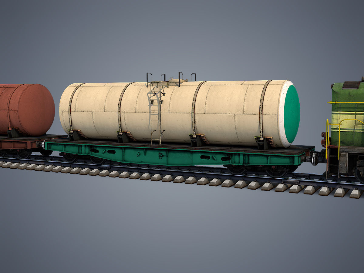 Cargo Train Low-poly 3D model_7