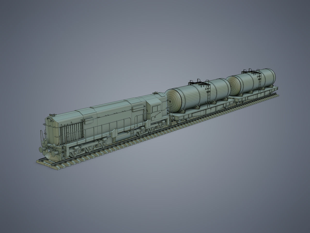 Cargo Train Low-poly 3D model_12