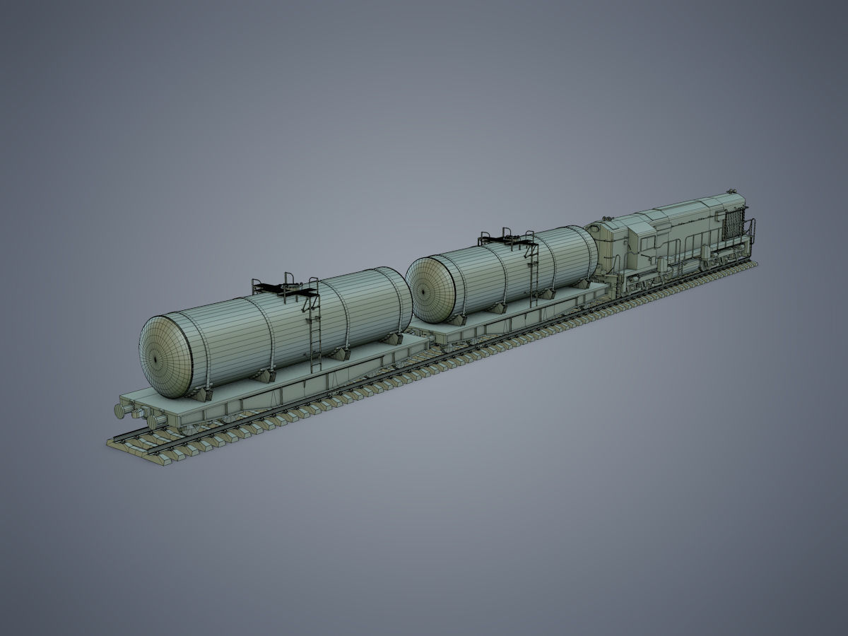 Cargo Train Low-poly 3D model_13