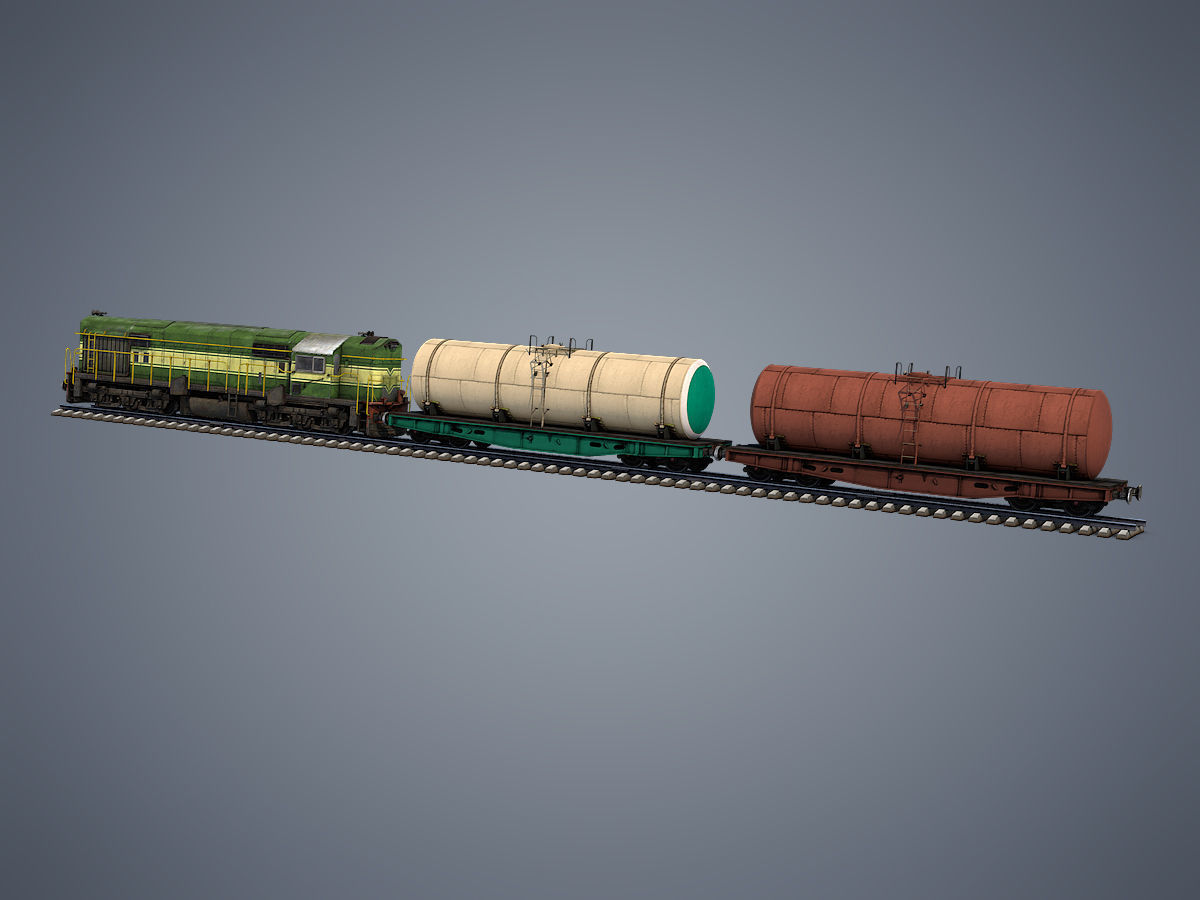 Cargo Train Low-poly 3D model_9
