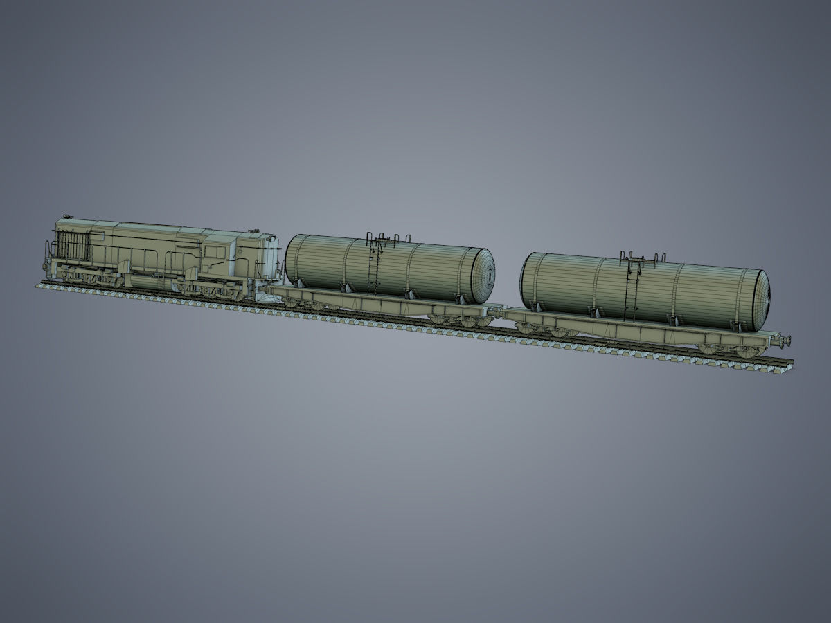 Cargo Train Low-poly 3D model_21
