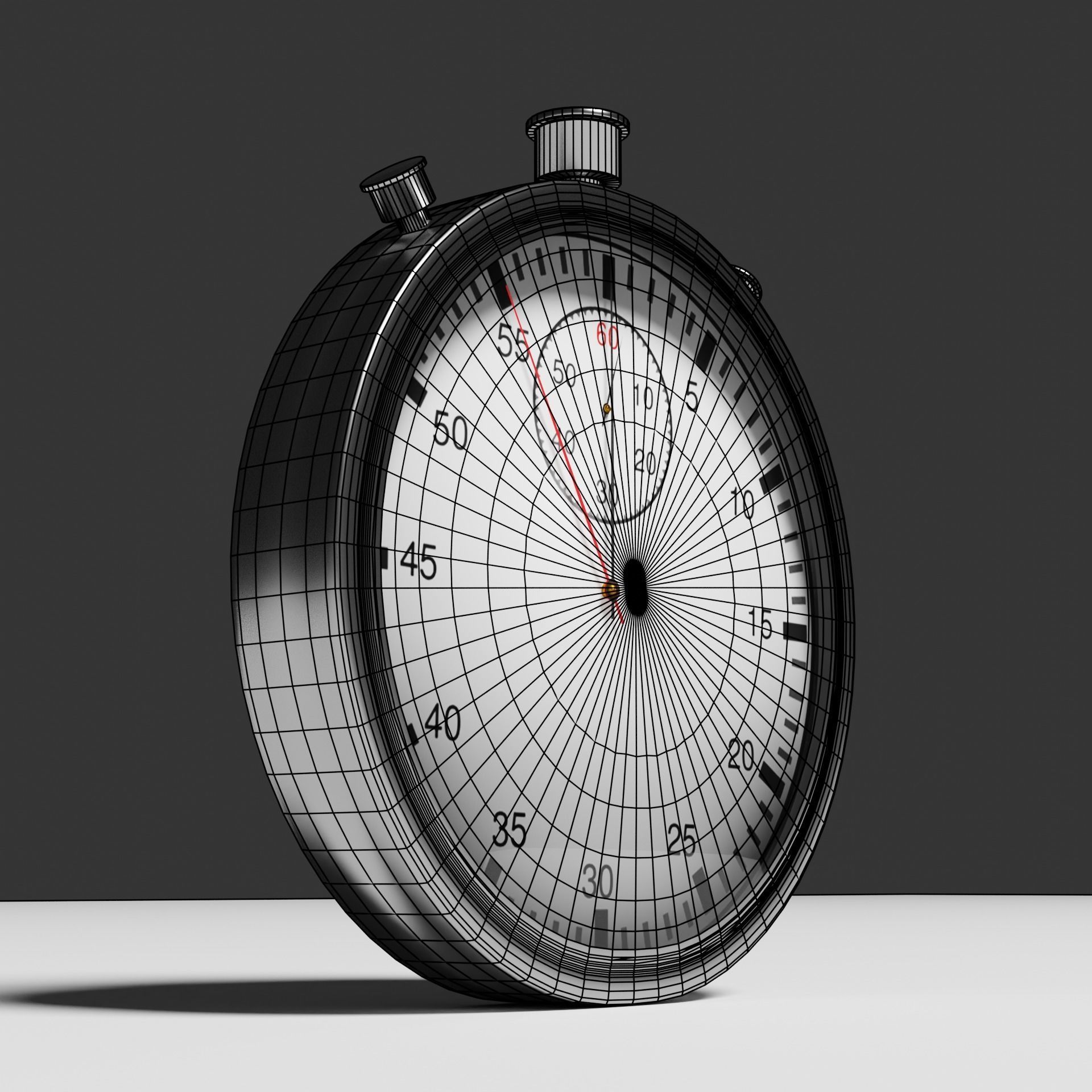 Pocket Chronometer Stopwatch  Low-poly 3D model_7