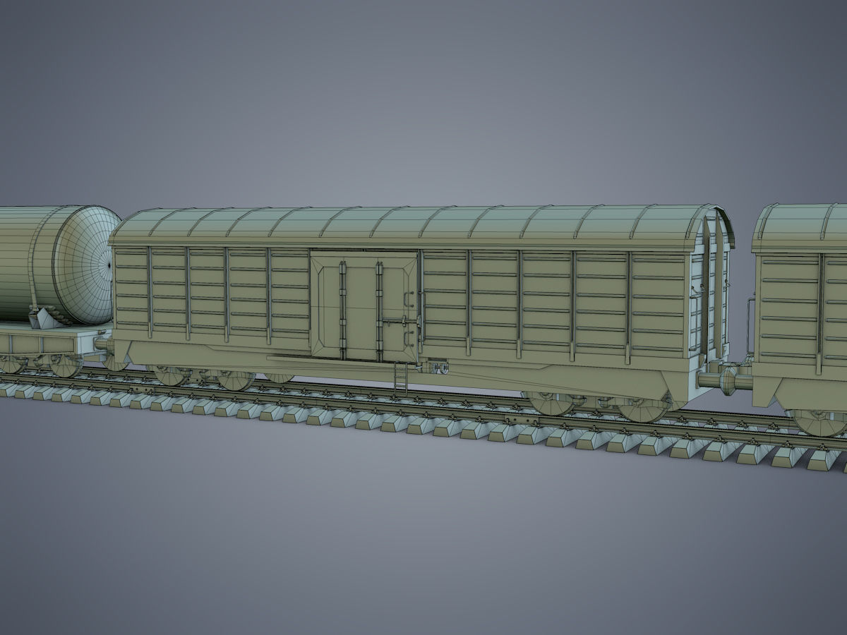 Cargo Train Low-poly 3D model_23