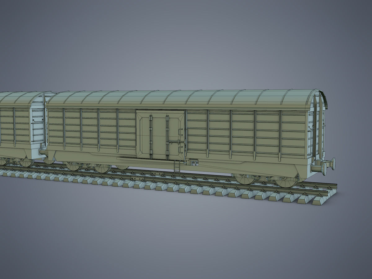 Cargo Train Low-poly 3D model_24