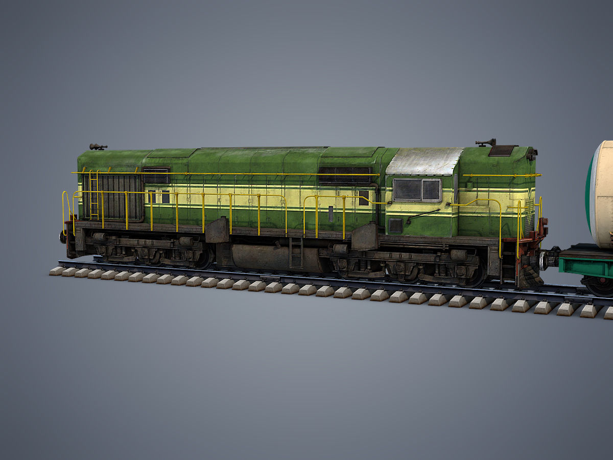 Cargo Train Low-poly 3D model_6