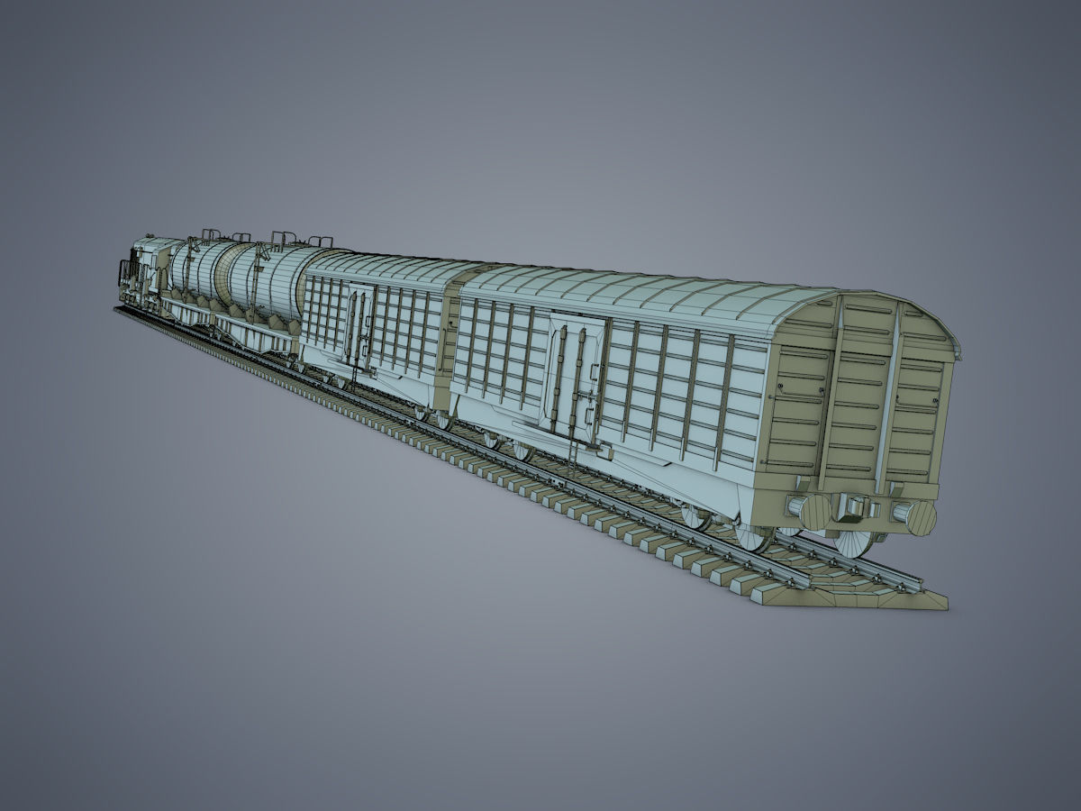 Cargo Train Low-poly 3D model_17