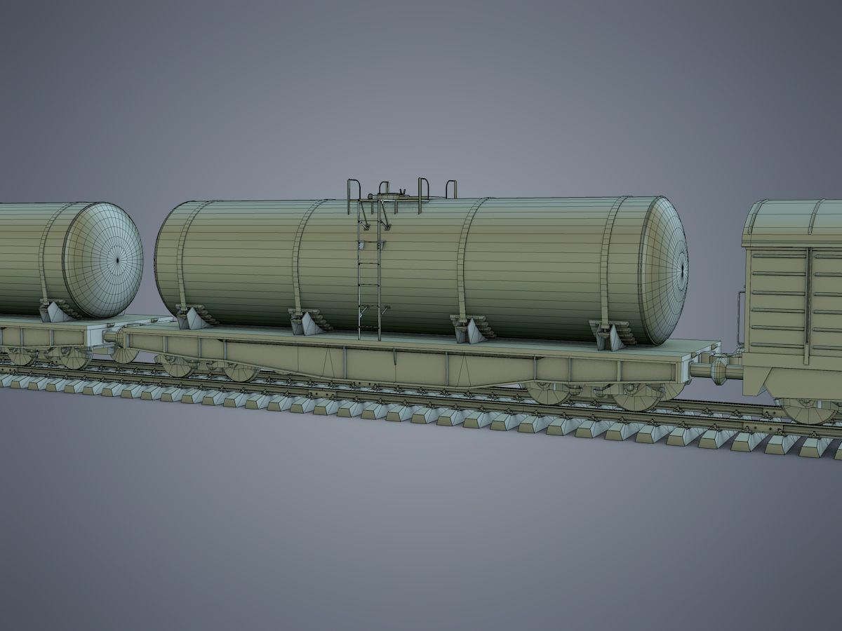 Cargo Train Low-poly 3D model_22