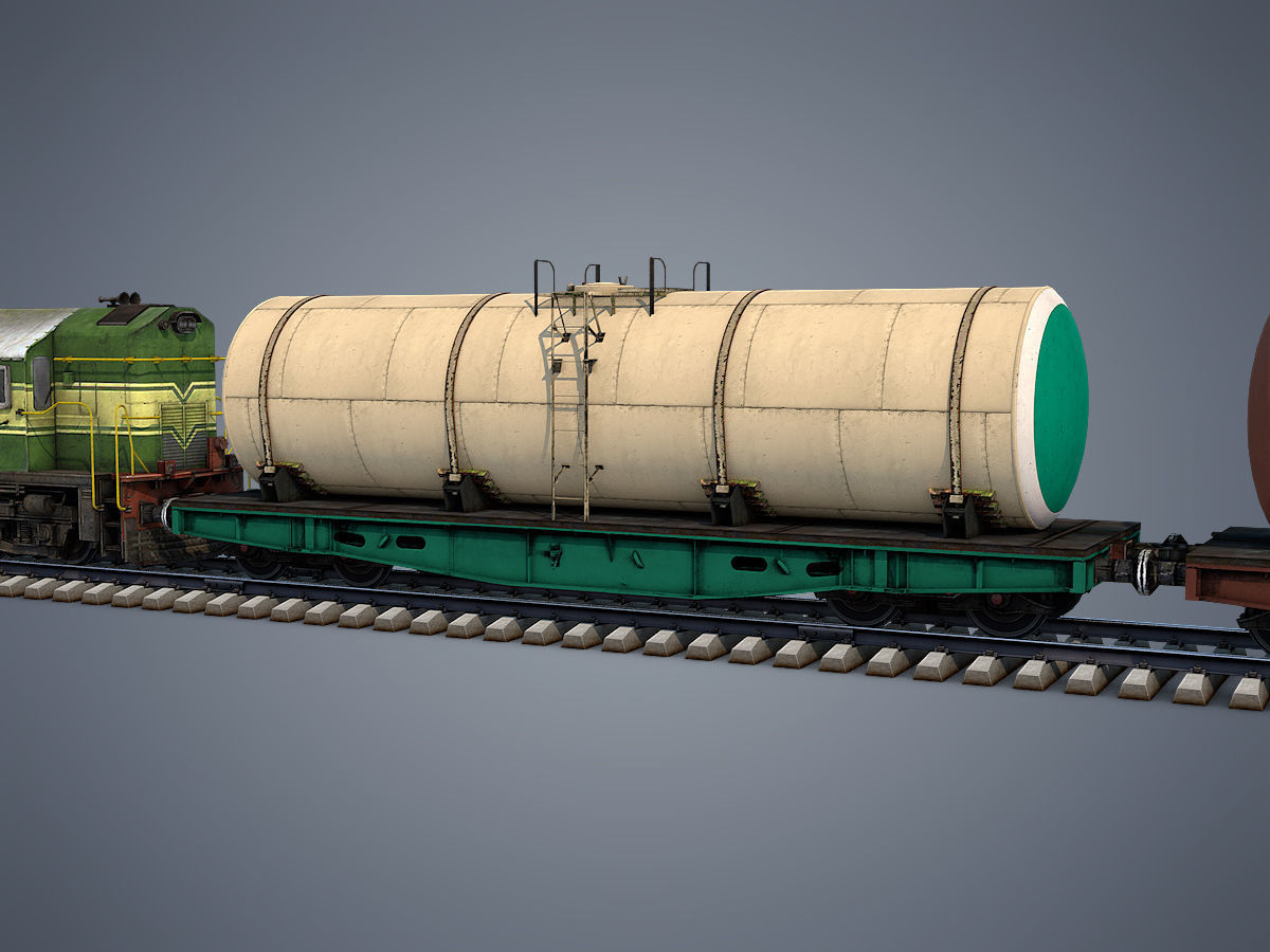 Cargo Train Low-poly 3D model_7