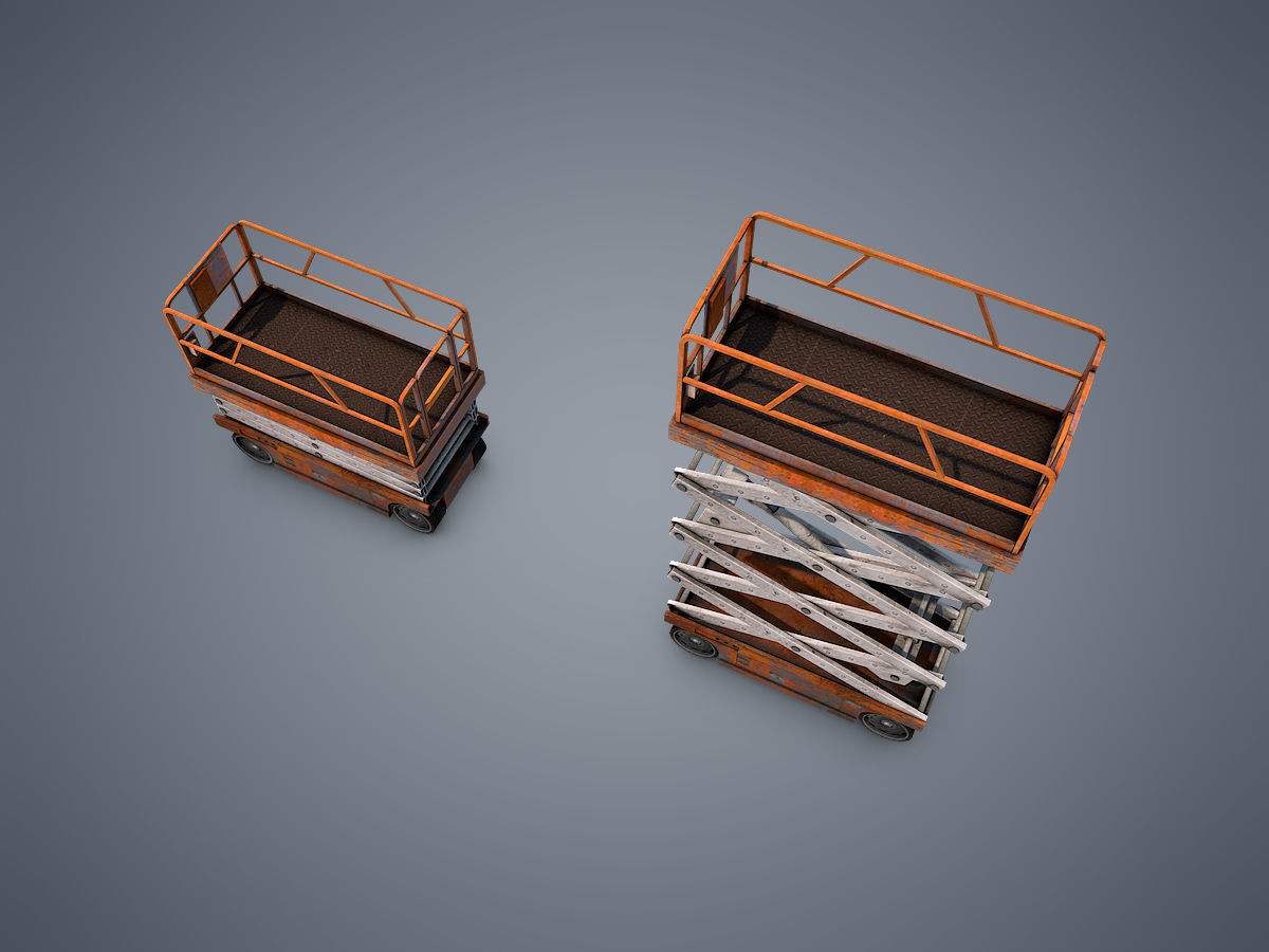 Scissor lift Low-poly 3D model_3