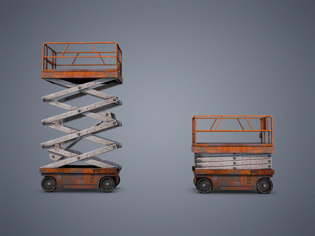 Scissor lift Low-poly 3D model_4