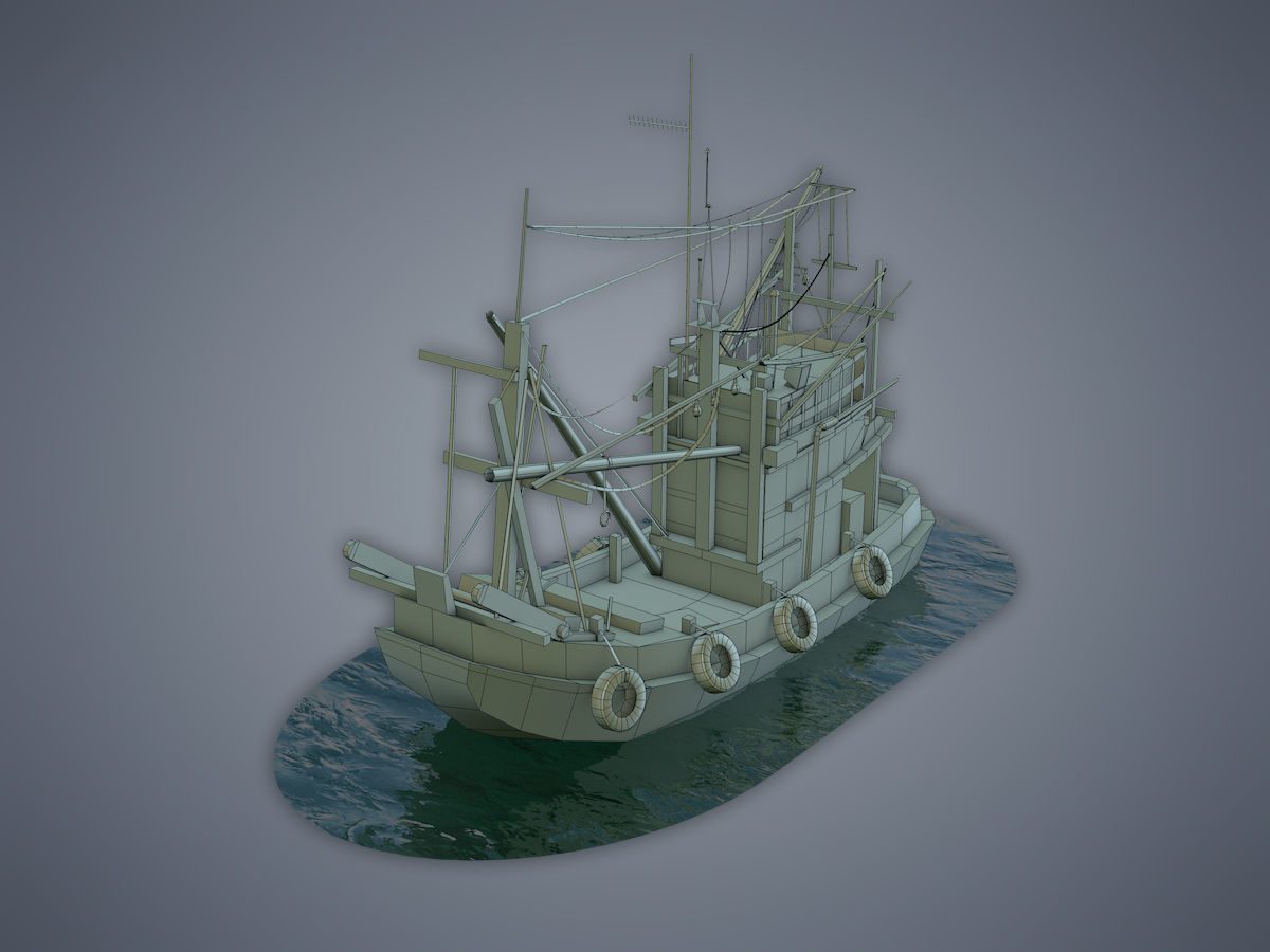 Thai Fishing boat Low-poly 3D model_8