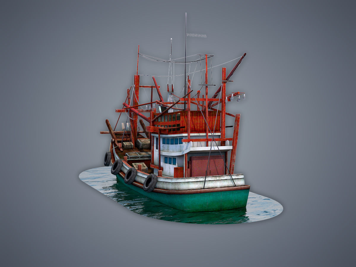 Thai Fishing boat Low-poly 3D model_7