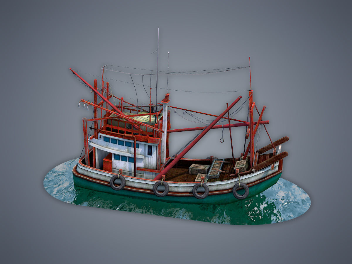 Thai Fishing boat Low-poly 3D model_3