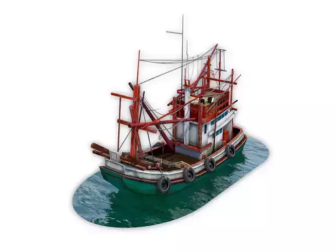 Thai Fishing boat Low-poly 3D model
