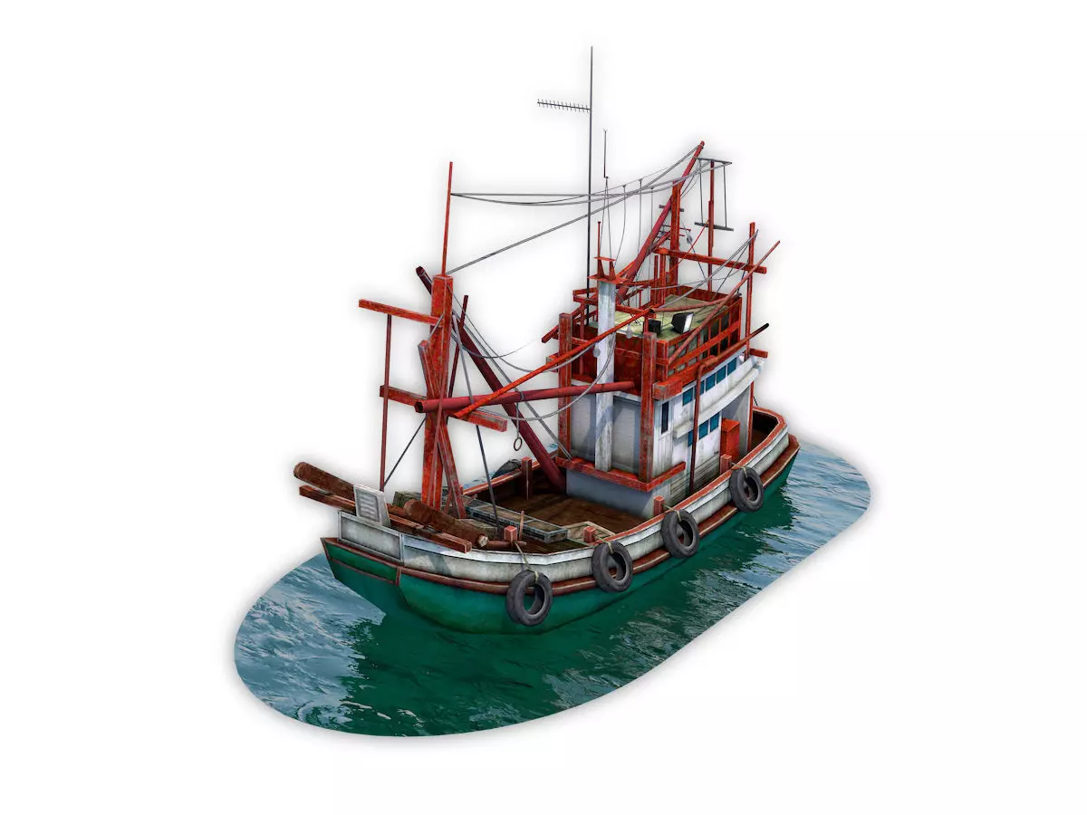 Thai Fishing boat Low-poly 3D model_0