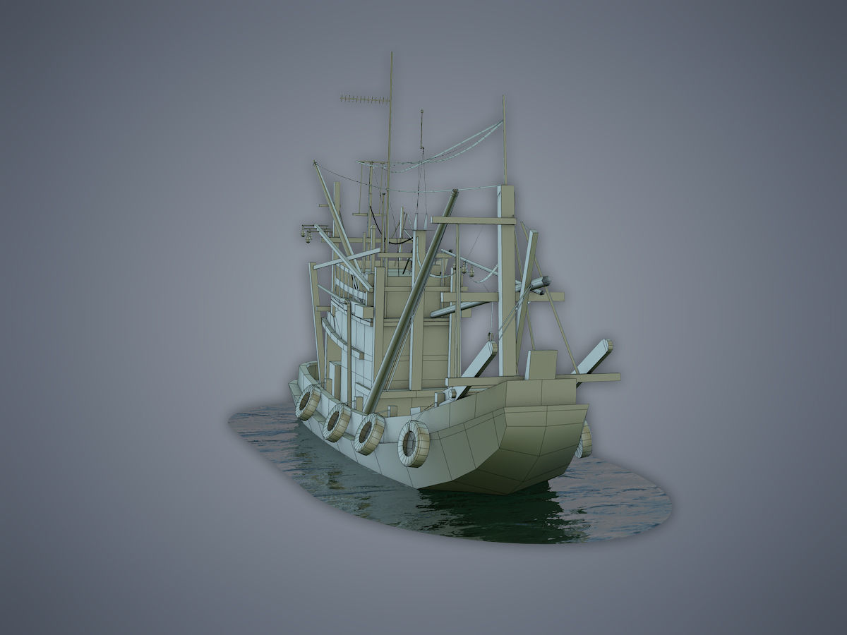 Thai Fishing boat Low-poly 3D model_14