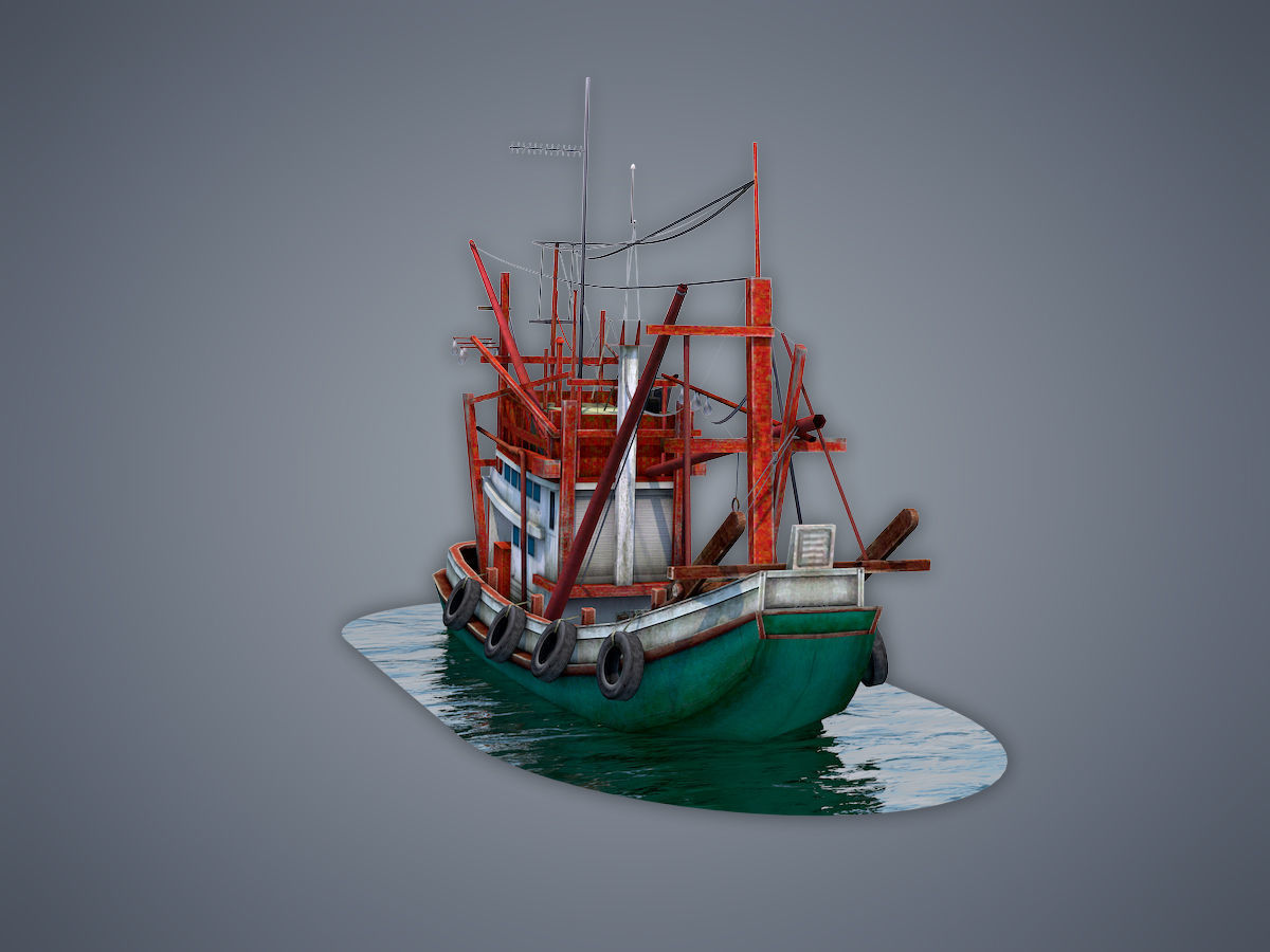 Thai Fishing boat Low-poly 3D model_6