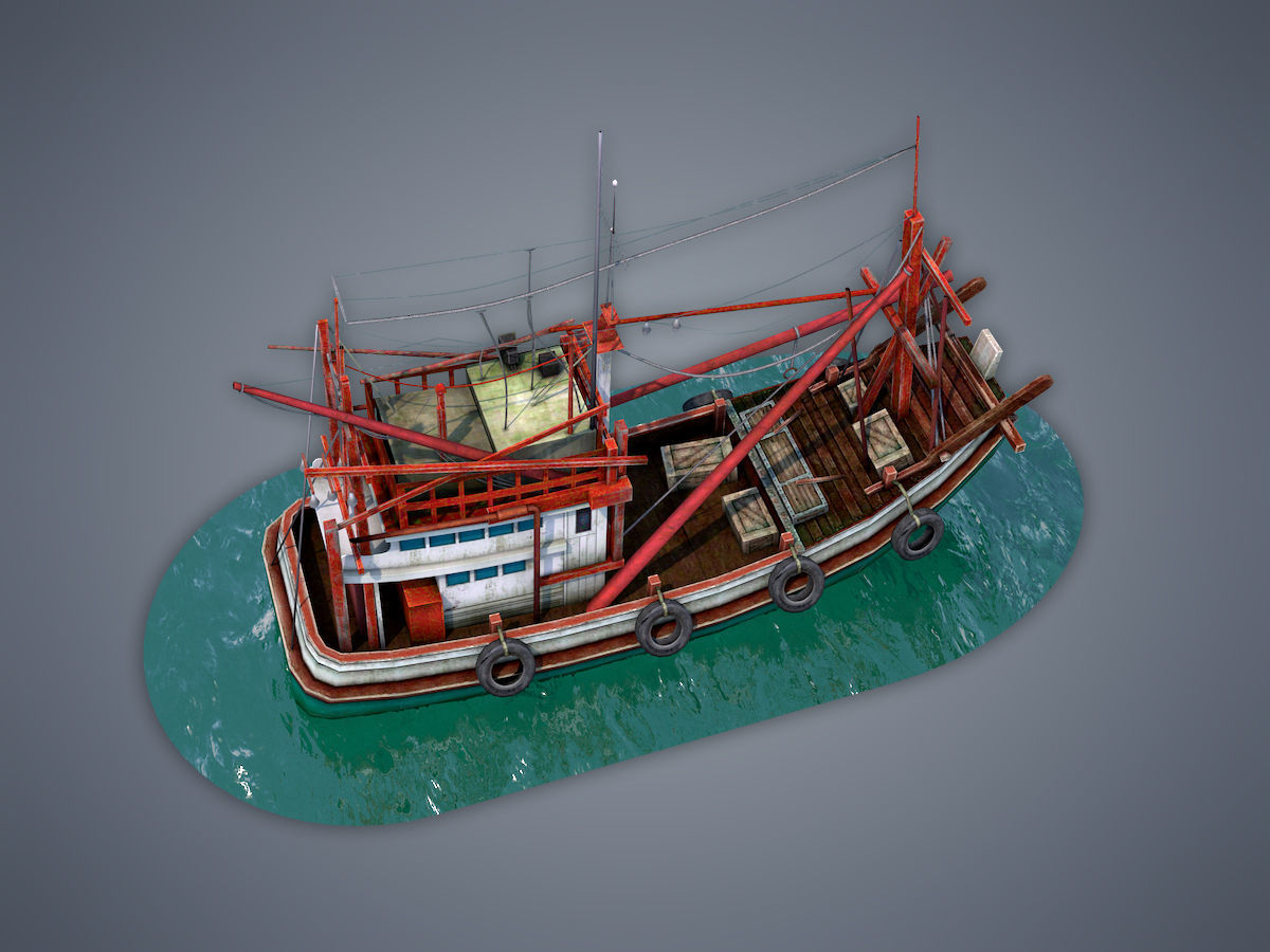 Thai Fishing boat Low-poly 3D model_5