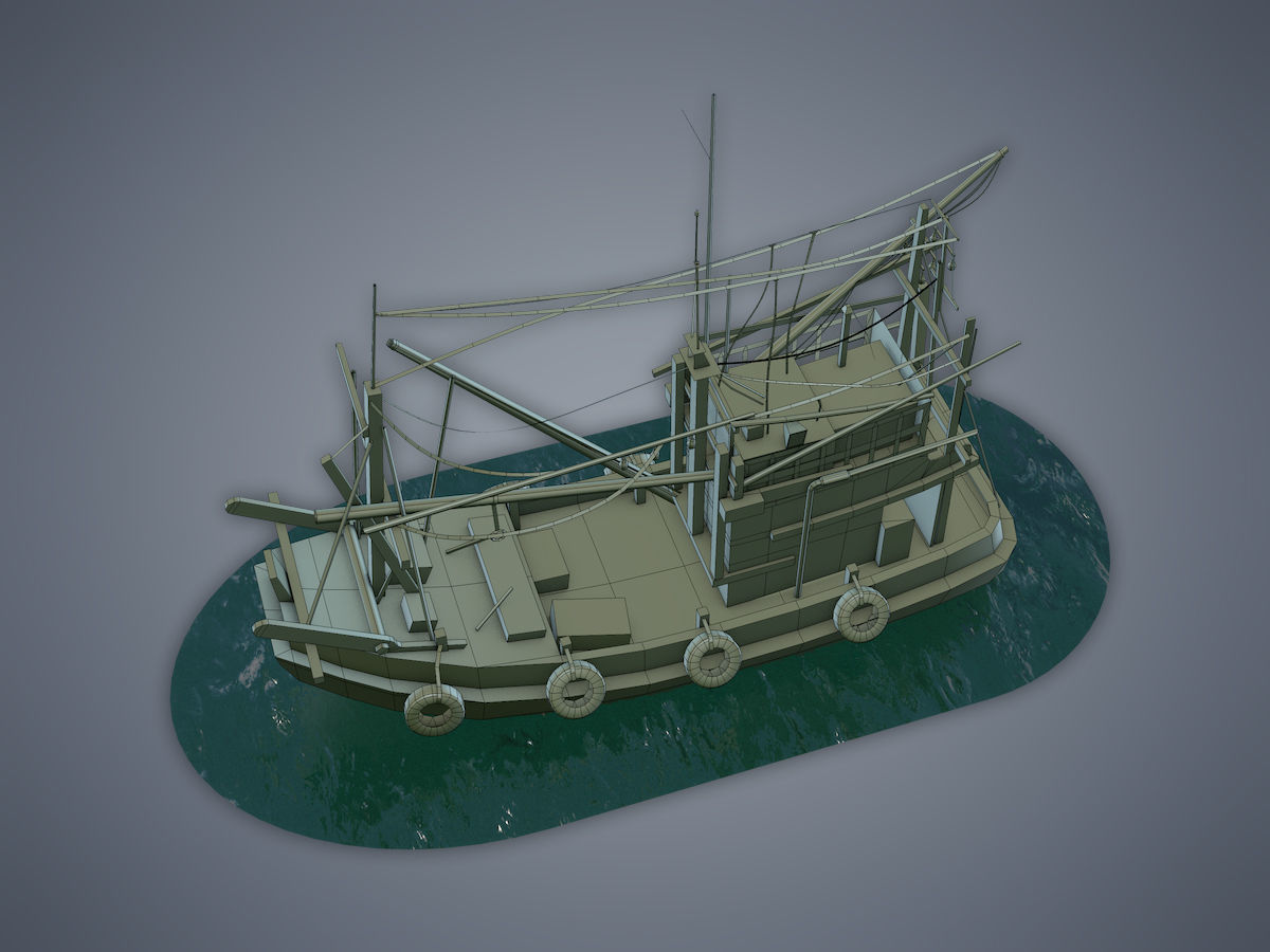 Thai Fishing boat Low-poly 3D model_12