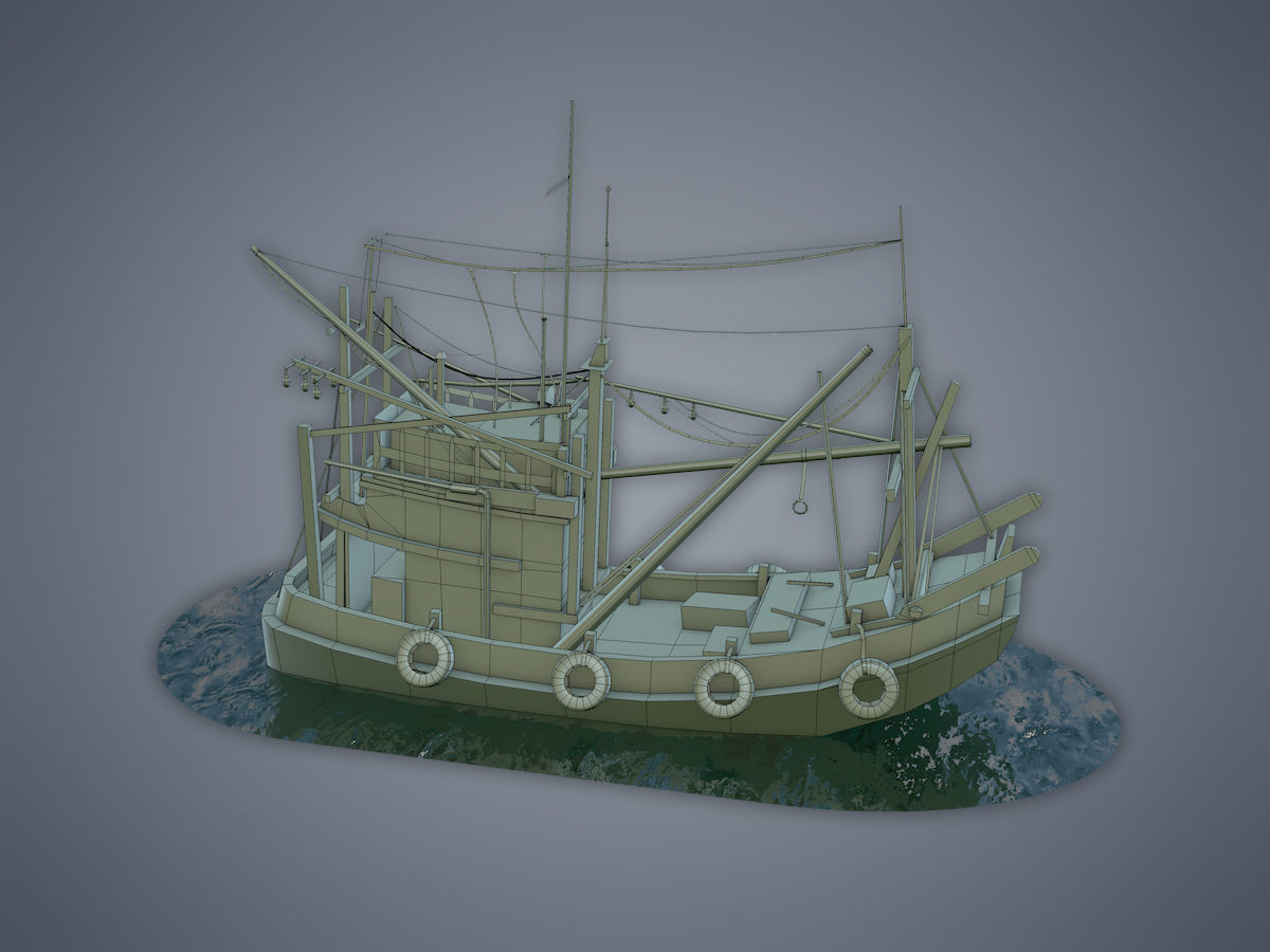 Thai Fishing boat Low-poly 3D model_11