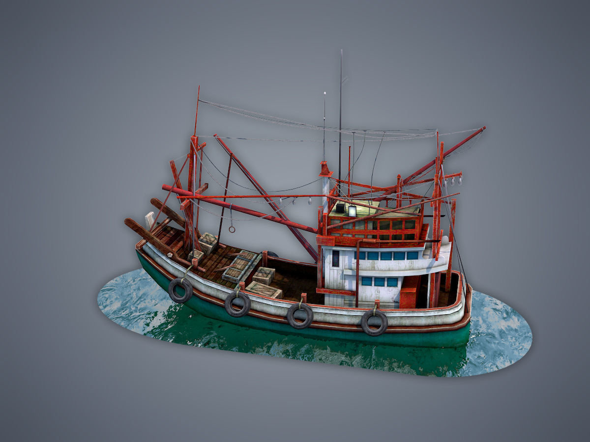 Thai Fishing boat Low-poly 3D model_2