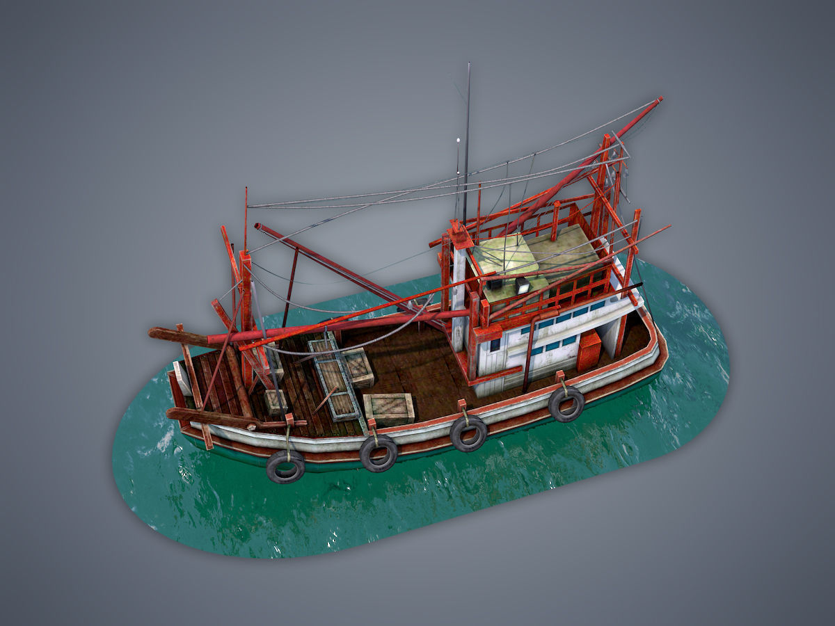 Thai Fishing boat Low-poly 3D model_4