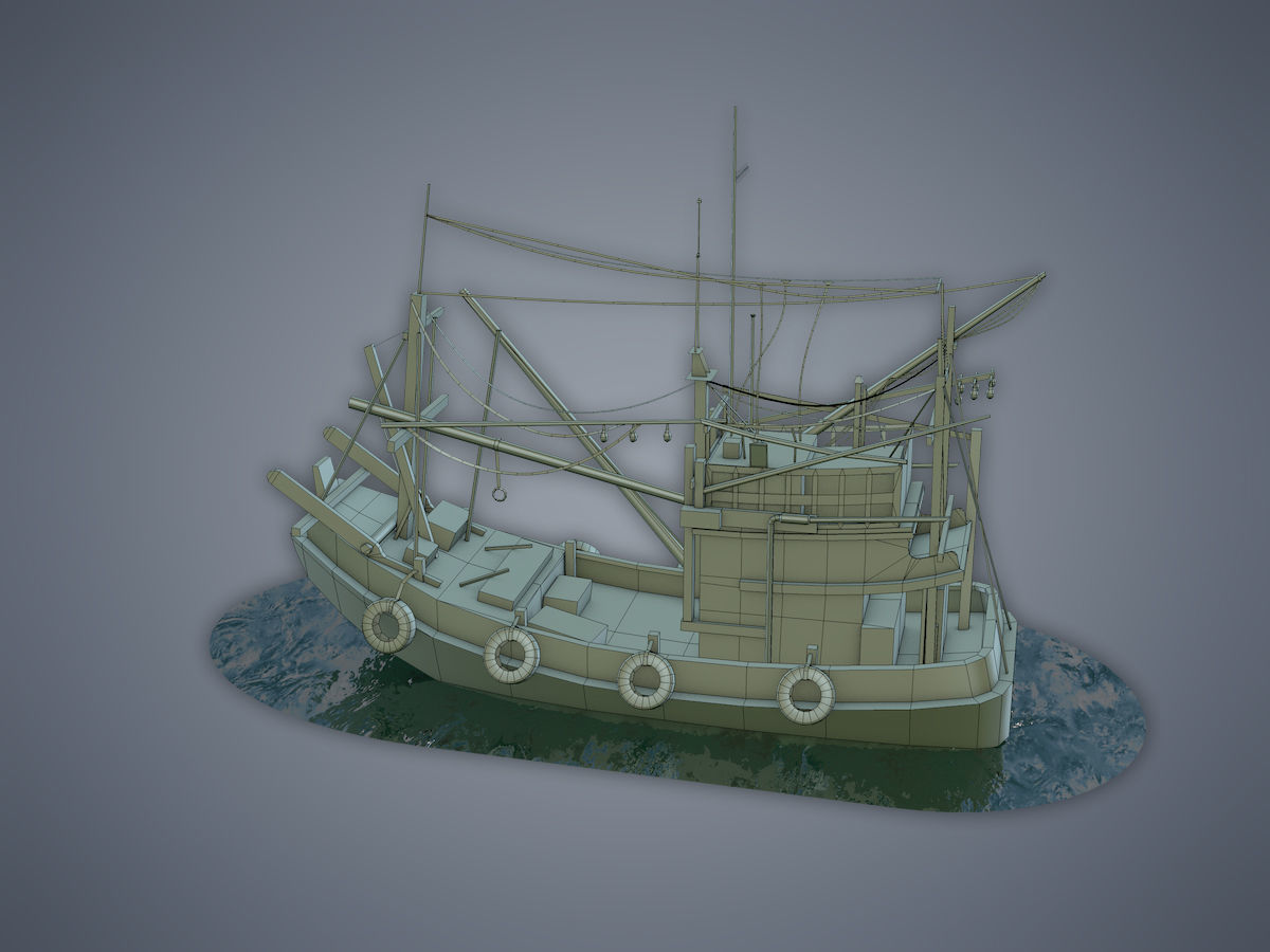 Thai Fishing boat Low-poly 3D model_10