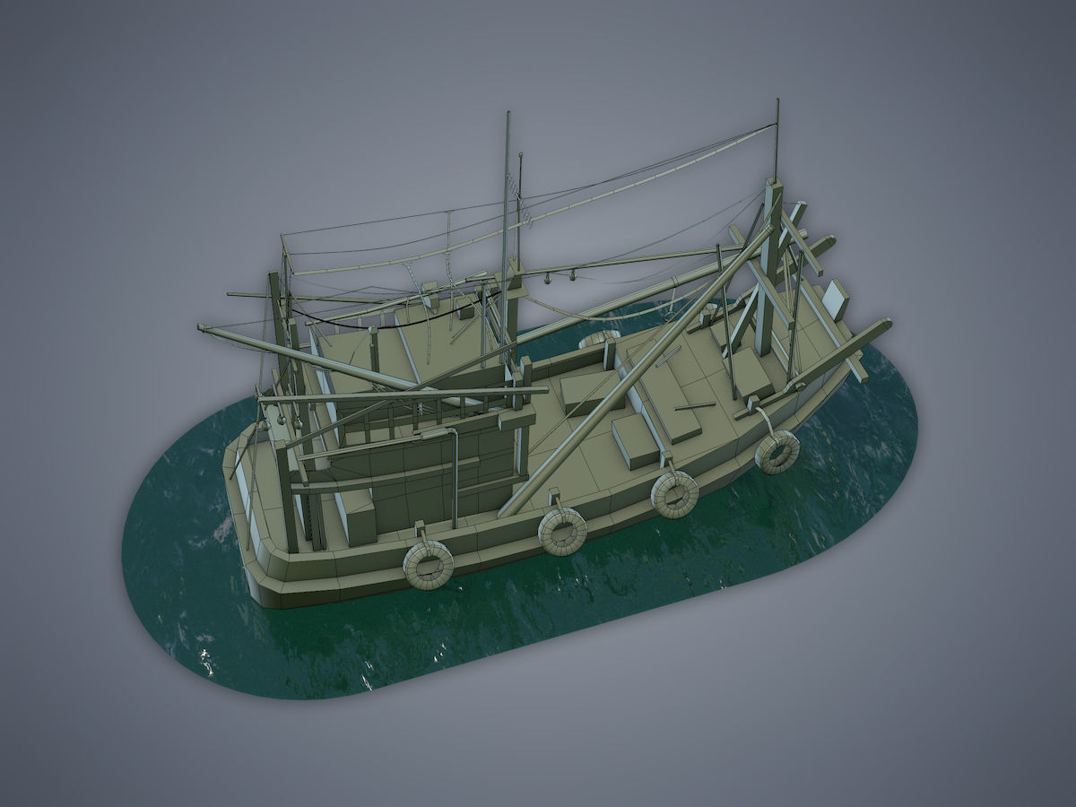 Thai Fishing boat Low-poly 3D model_13